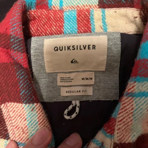Quiksilver Red and Blue Plaid Men's Shirt - Picture 2 of 9